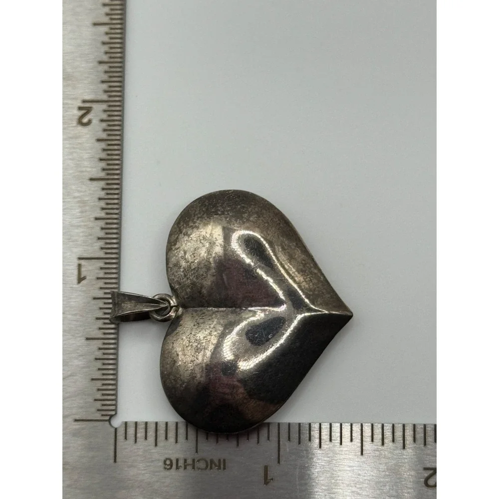 Vintage Sterling Silver 925 Puffy Heart Pendant